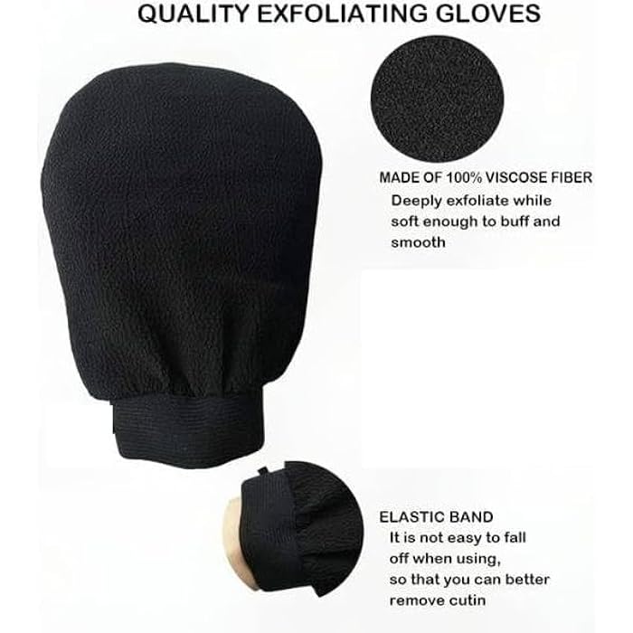 Exfoliating Glove for Body, Deep Exfoliating Mitt for Dead Skin Removal, Moroccan Bath Exfoliating Gloves for Shower or Bath, Reusable Body Scrub Glove for Smooth Skin (one size, 2, Count) - Image 2